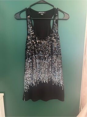 2/$25 Black Sequin Racerback Tank Top